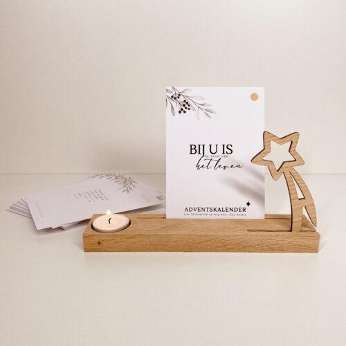 Bron van Hout adventskalender set waxinelichtje Christelijke cadeaus Geloof Christelijk Hout