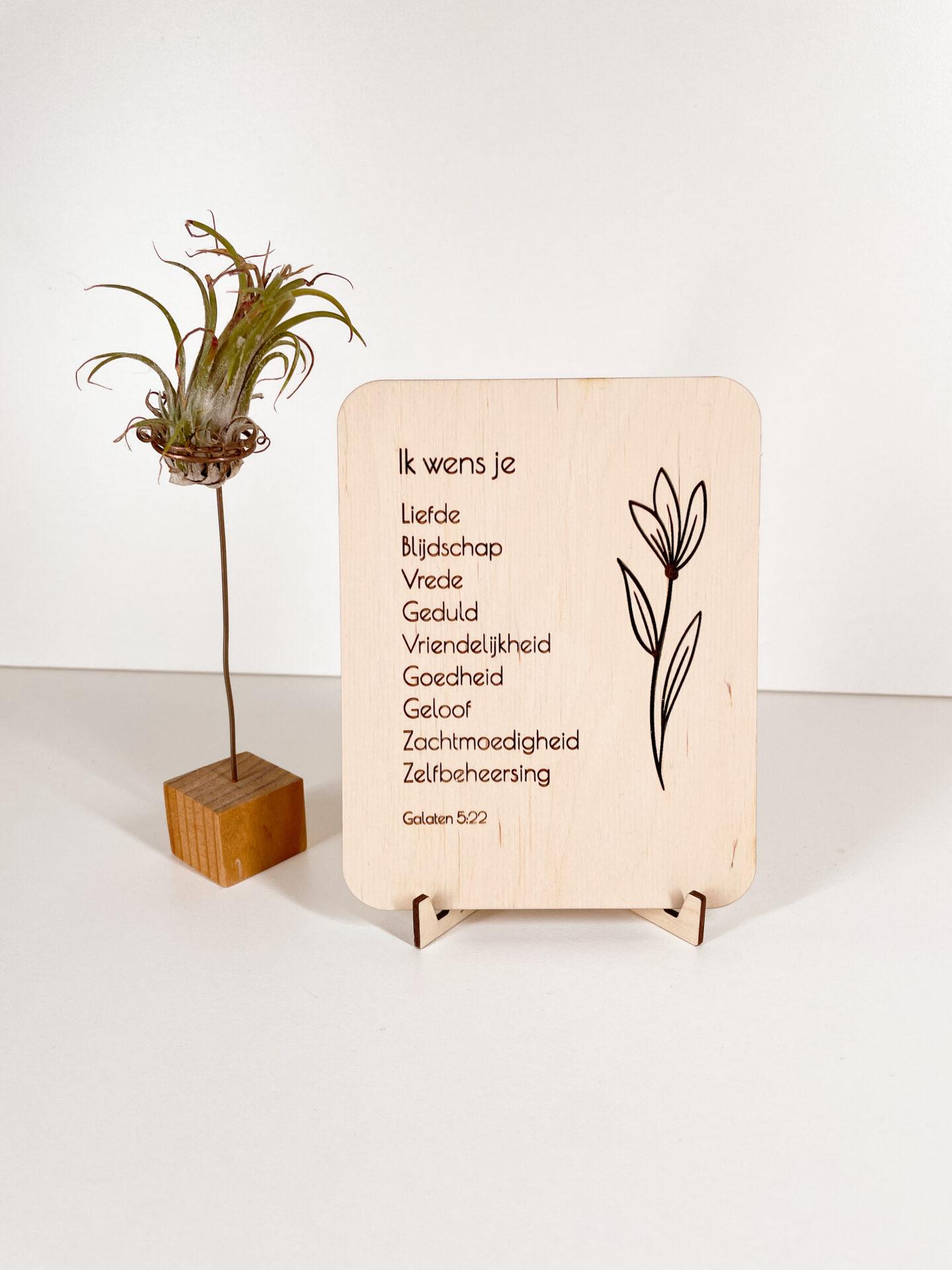 Kaart Hout Christelijk tekst Geloof Ik Wens Christelijke cadeaus Geloof Christelijk Hout
