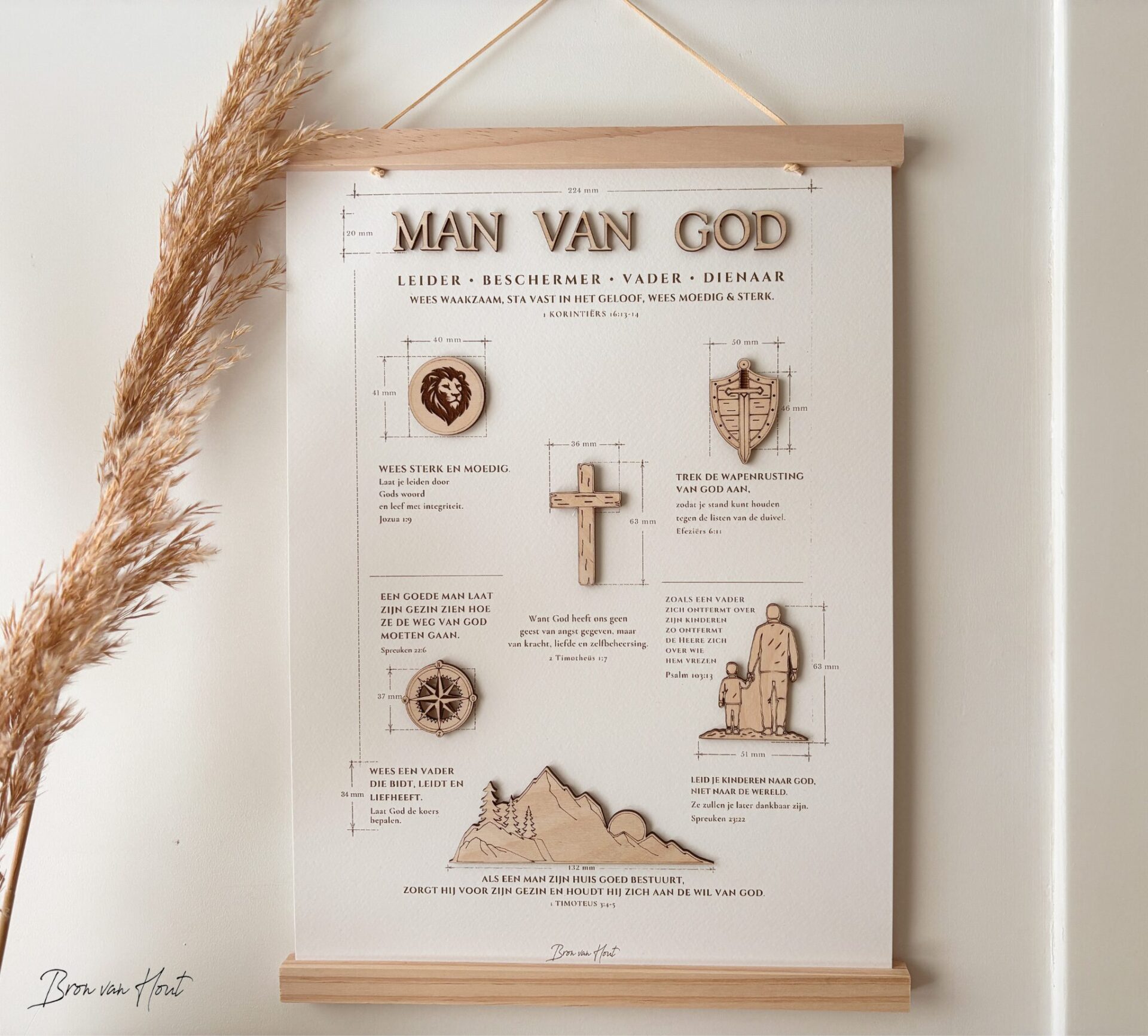Man van God Christelijk Poster Hout Christelijke Cadeaus Geloof