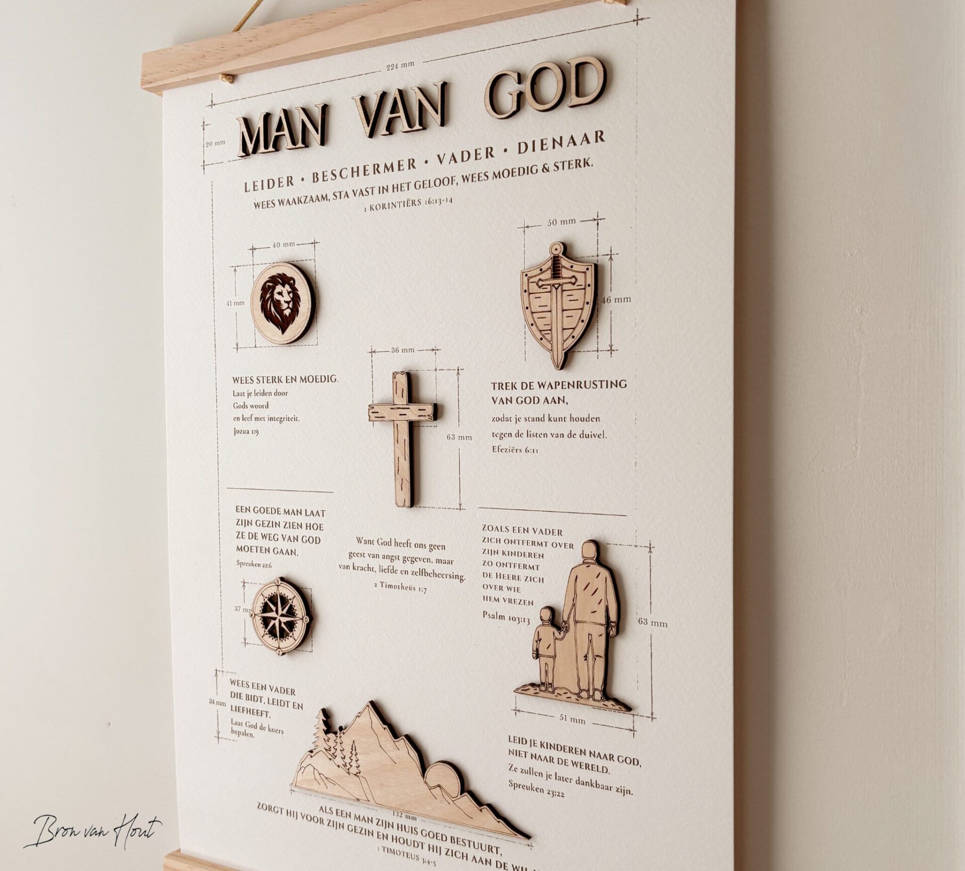 Man van God Christelijk Poster Hout Christelijke Cadeaus Geloof