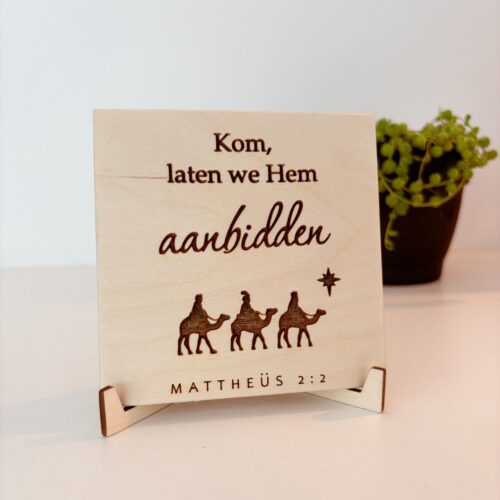 Tegeltjes van hout Christelijk Immanuel God geloof kerst aanbidden gezegend cadeau geloof hoop liefde