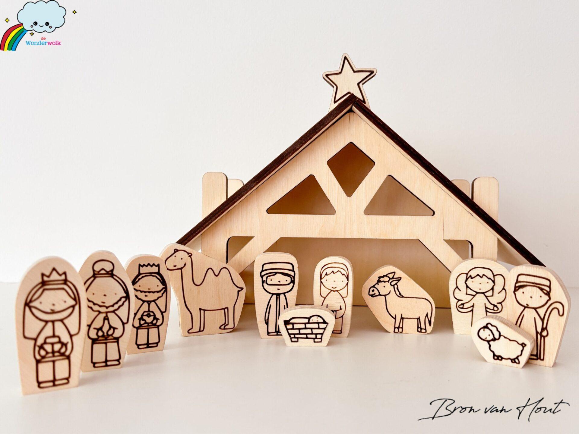 Kerst Kerststal Christelijke cadeaus Geloof Christelijk Hout Jezus Hout