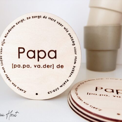 Papa onderzetter Christelijke cadeau hout geloof Jezus God is goed